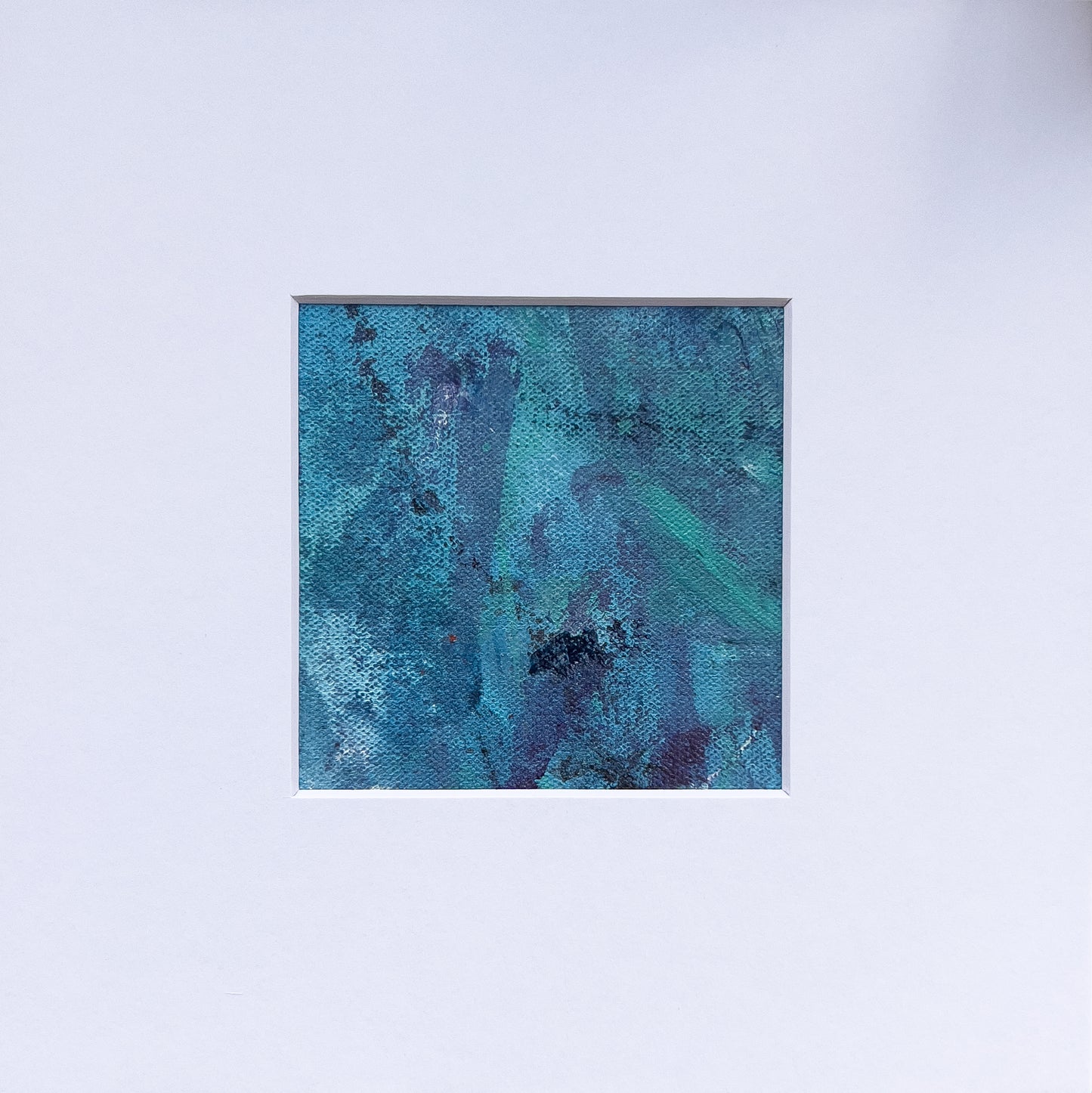Aquamarine Polyphony 7 | 4" x 4" Painting in 11"x14" Mat