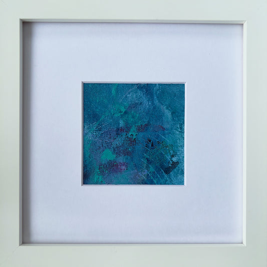 Aquamarine Polyphony 1 | 3.5"x3.5" Painting in 9"x9" Frame
