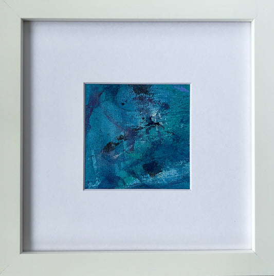Aquamarine Polyphony 2 | 3.5"x3.5" Painting in 9"x9" Frame