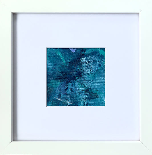 Aquamarine Polyphony 3 | 3.5"x3.5" Painting in 9"x9" Frame