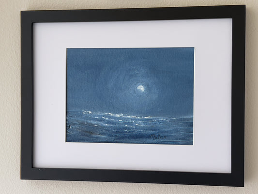 Moonlight Waves | 7.5"x5.5" Painting in 10"x13" Frame
